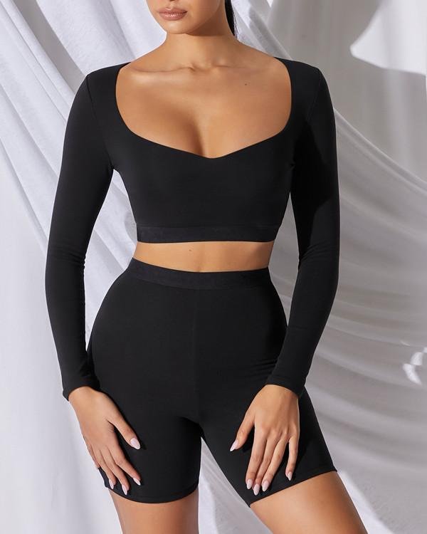 Fashion Black Slim Fitness Sports Suit