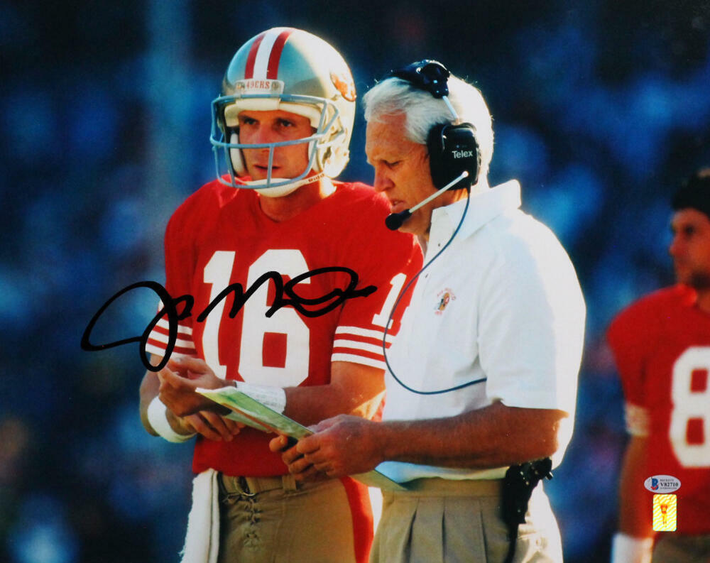 Joe Montana Autographed 49ers 16x20 w/ Bill Walsh Photo Poster painting - Beckett Auth *Black