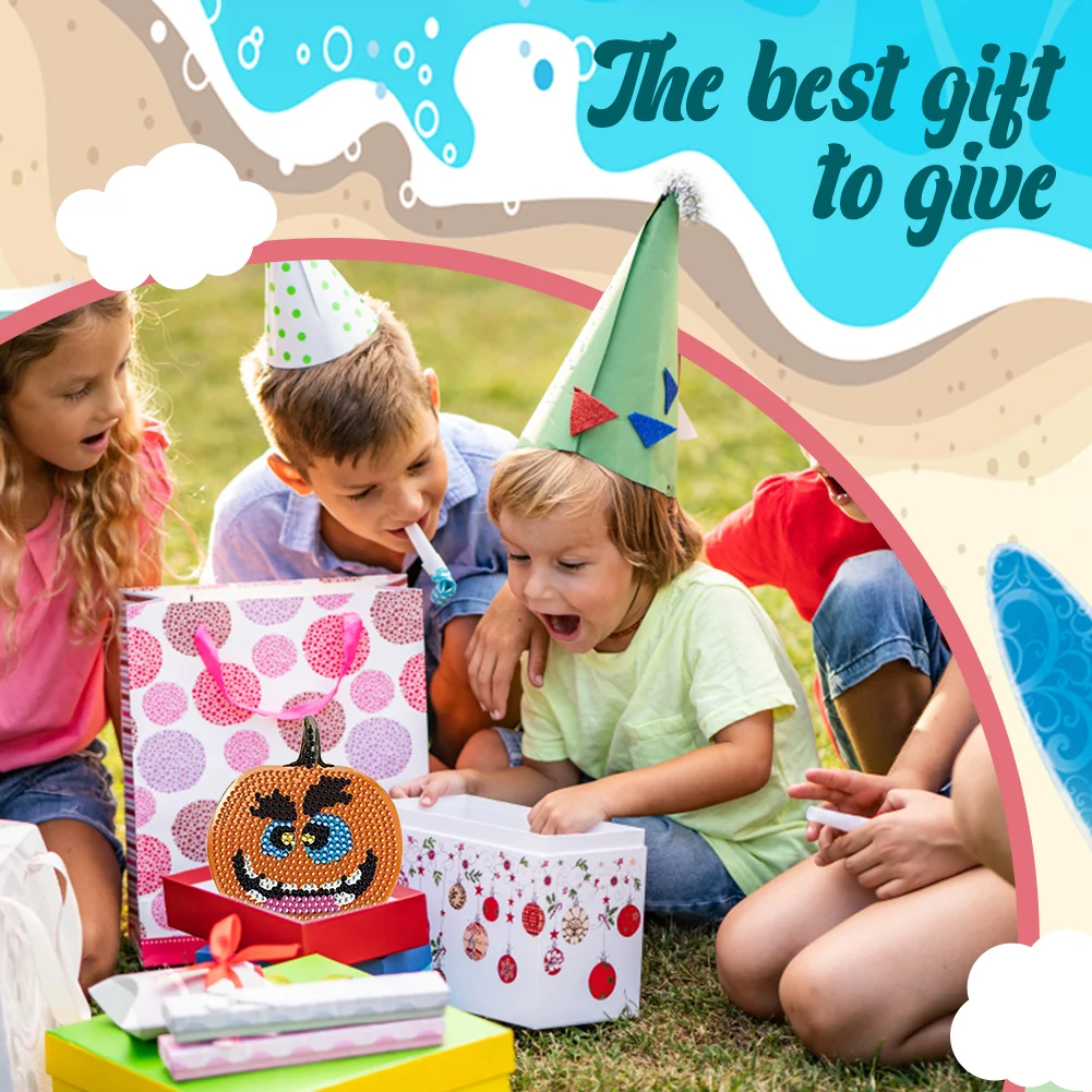 8pcs DIY Odd Pumpkin Diamond Painting Art Coaster Kit Special Shape Drill Diamond Painting