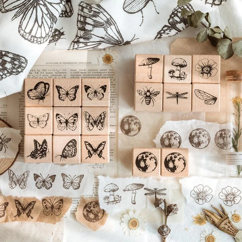 Butterfly & Nature Wooden Stamps-Himinee.com