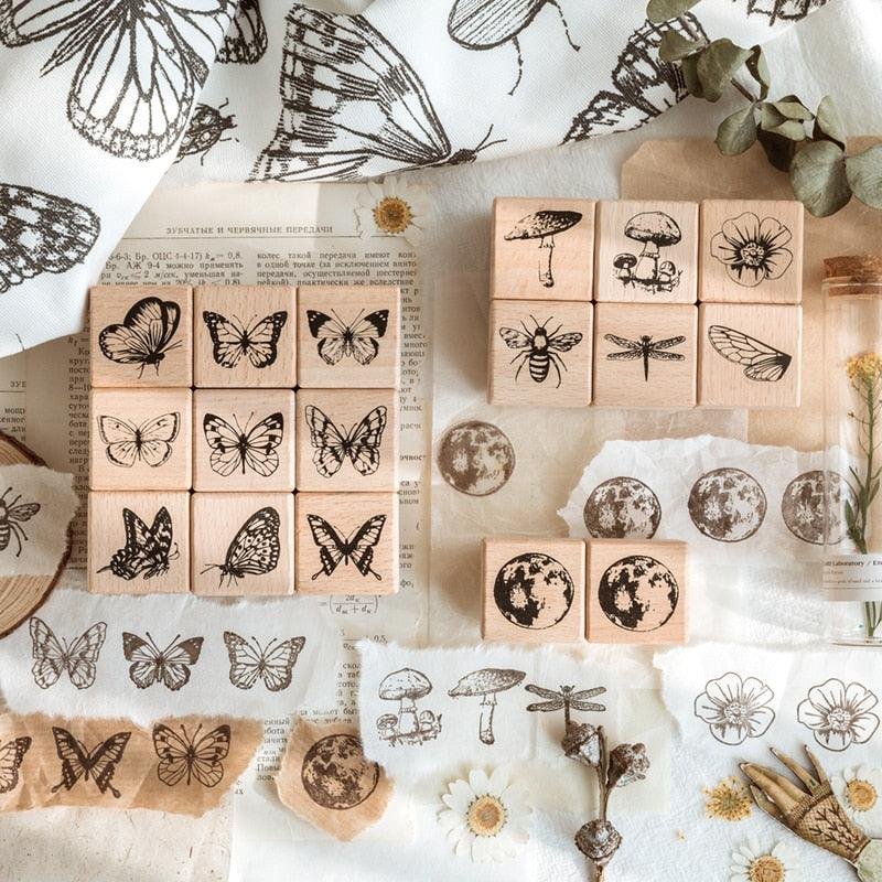 Butterfly & Nature Wooden Stamps-Himinee.com