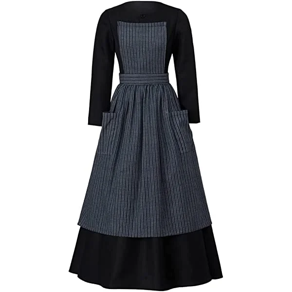 Sound of Music Maria Cosplay Costume Women's Black Dress with Apron