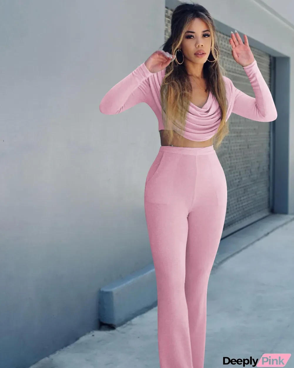 Sexy Solid Long Sleeve Two Piece Pants Set
