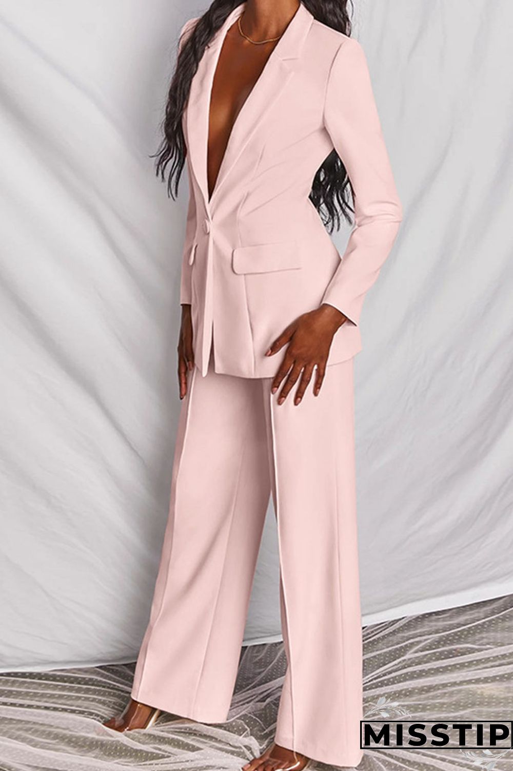 Coffee Casual Solid Buttons Turn-back Collar Long Sleeve Two Pieces