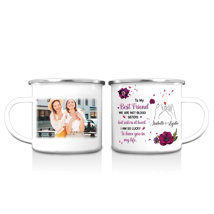 Personalized 2 Names And Photo Mug-Custom To My Best Friend Birthday Gift Ceramic Coffee Mug for Bestie