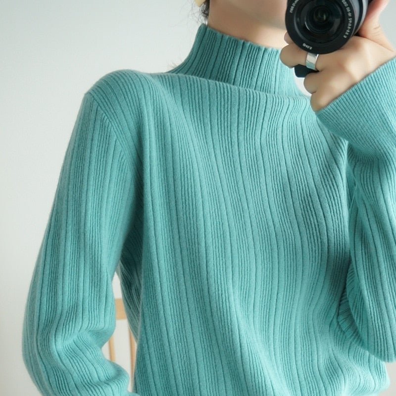 Women Sweater 2020 New Female Turtleneck Long-sleeved Knitted Pullover Jumper Pull Femme Clothes Loose Designer Winter Black
