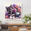 Diamond Painting -DIY Full Square Drill Cute Dog Holding Flowers(35*35CM)