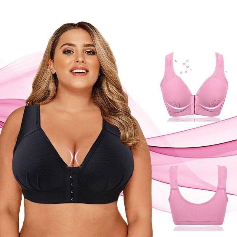  Plus Size Front Closure Elastic Push Up Comfort Bra