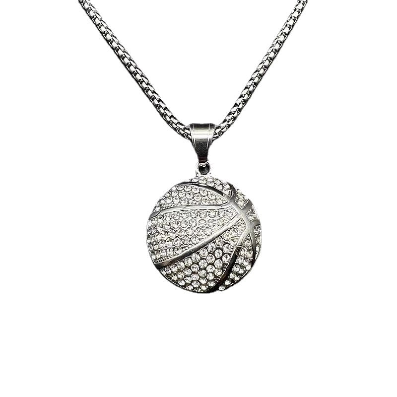 Hip-hop Basketball Stainless Steel Plating Inlay Artificial Diamond Unisex Necklace Necklace Pendant
