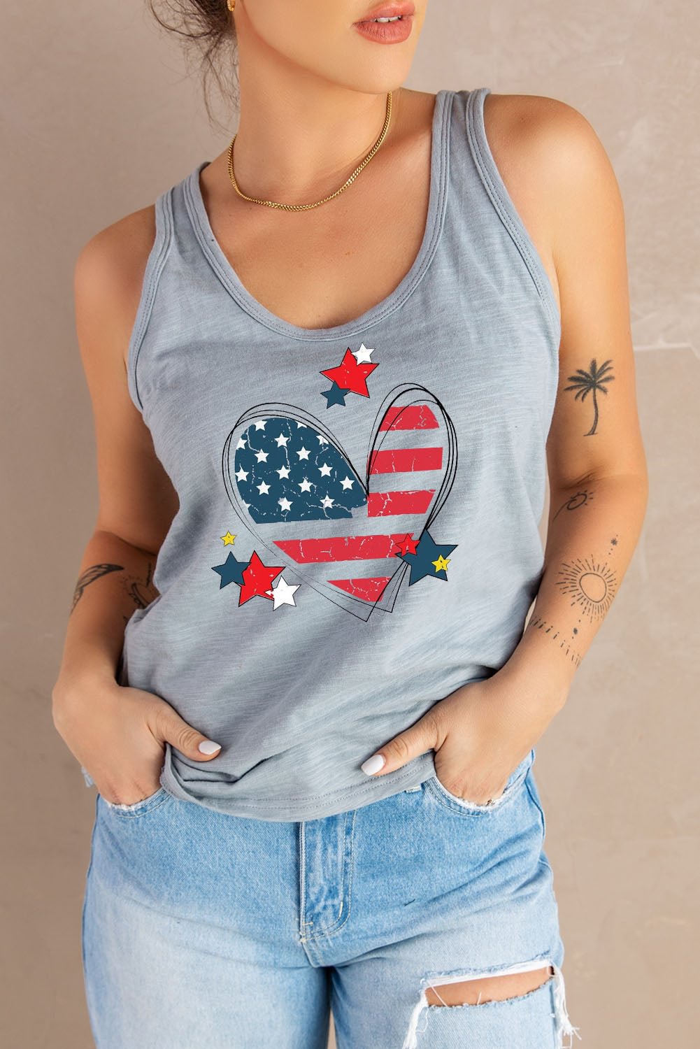 American Flag Heart 4th of July Tank Top