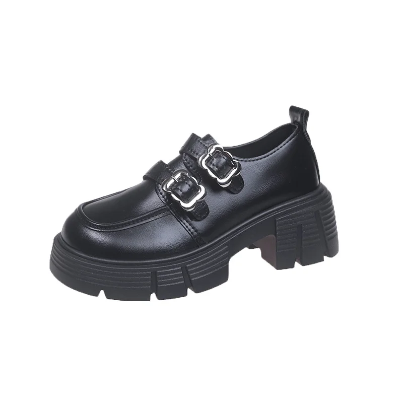 Yyvonne Small Leather Shoes Women's New Spring Black Lefu Shoes With Coarse Heel Height And Mary Jane Single Shoes