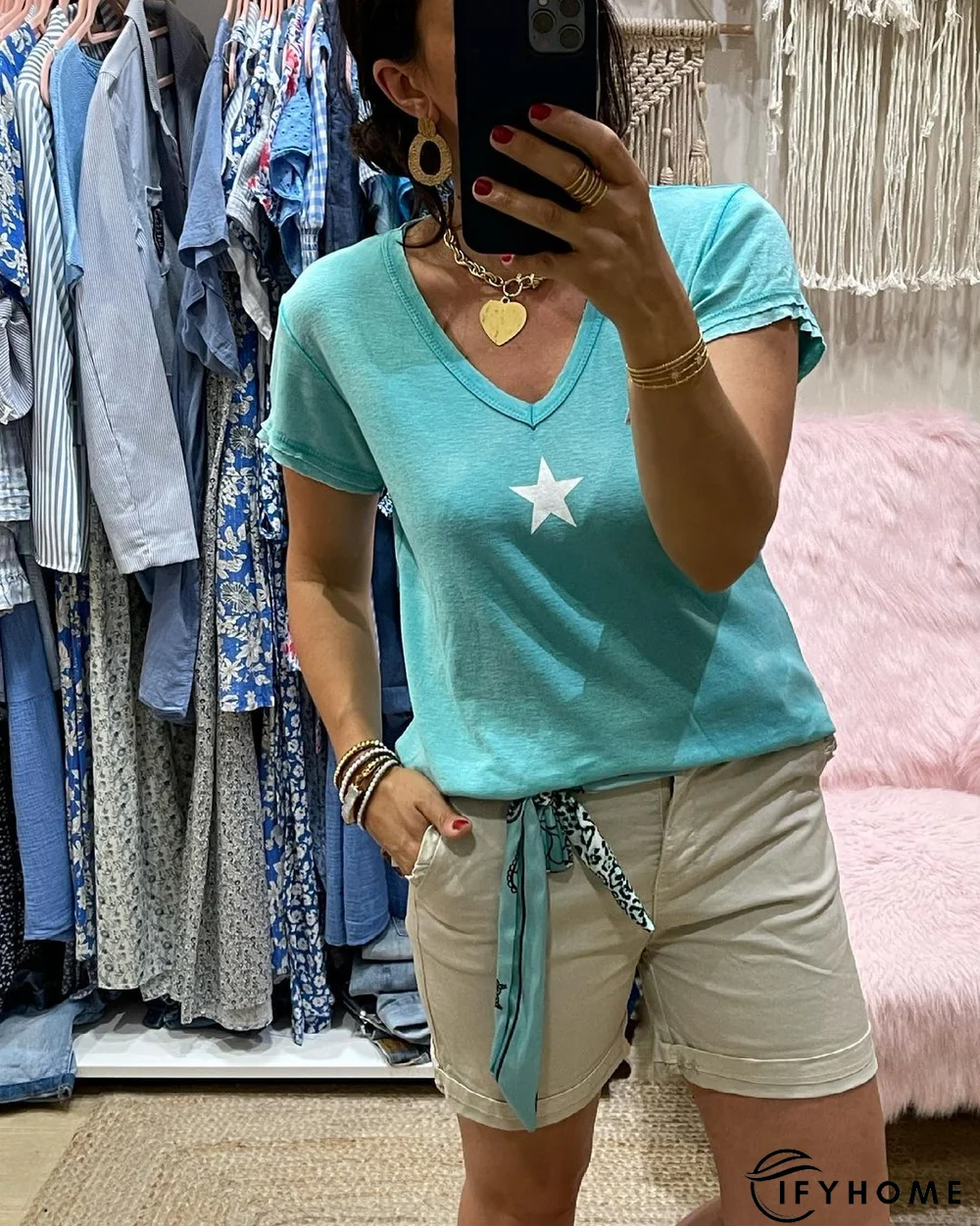 Casual Cotton Short Sleeve Tops | IFYHOME