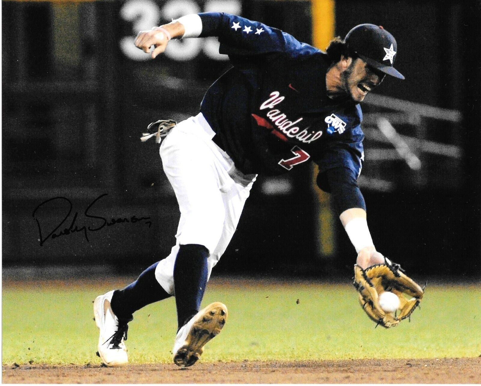 ATLANTA BRAVES DANSBY SWANSON HAND SIGNED VANDERBILT COMMODORES 8X10 Photo Poster painting W/COA