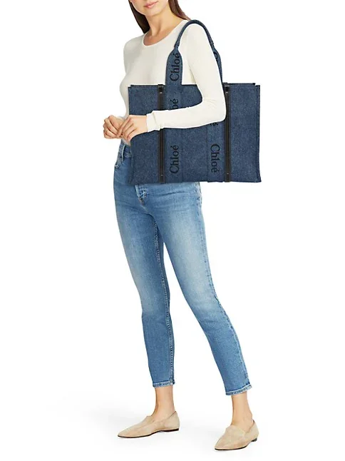 Chlo&eacute; Woody Denim Tote Bag