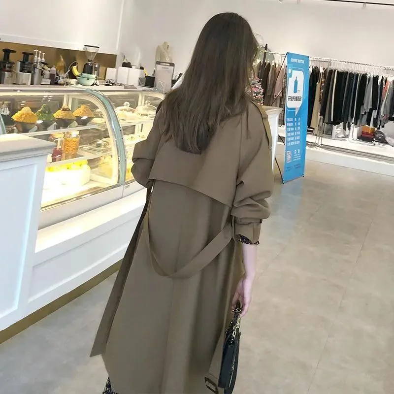 Woherb This Year Popular Windbreaker 2024 New Spring Dress Fall Feeling In The Long Coat Female Over The Knee Temperament Goddess Fan Ying Lun Wind-Outfit Ideas