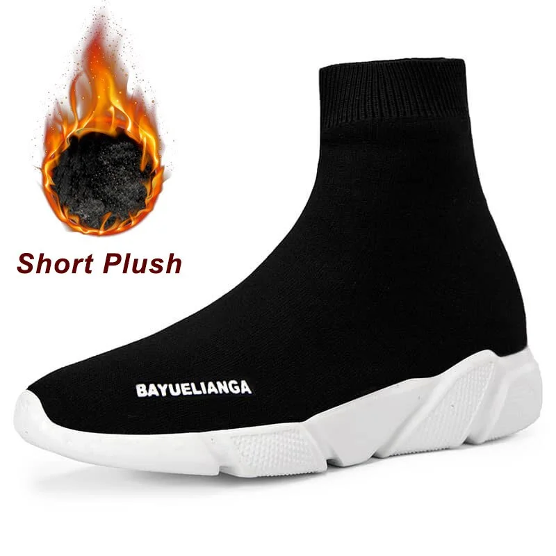 Warm Plus Size 46 Breathable Mesh Platform Sneakers Women Slip on Soft Ladies Casual Running Shoes Woman Knit Sock Shoes Flats