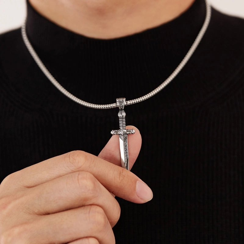 Hip-Hop Vintage Style Sword 304 Stainless Steel Men’s Pendant Necklace Men Pendant Necklaces