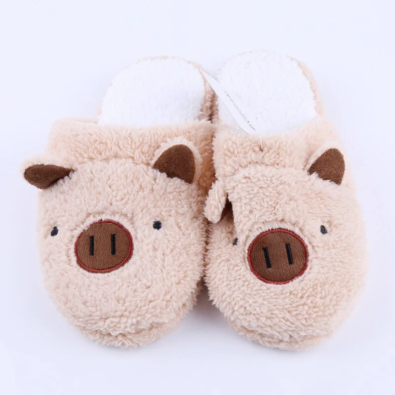 Mongw New Winter Women's Slipper Home Shoes For Women Chinelos Pantufas Adulto Fashion Lovely Bear Pig Indoor House Slippers With Fur