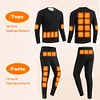 30 Areas USB Electric Heated Underwear Long Johns Heating Jacket (Black XL)