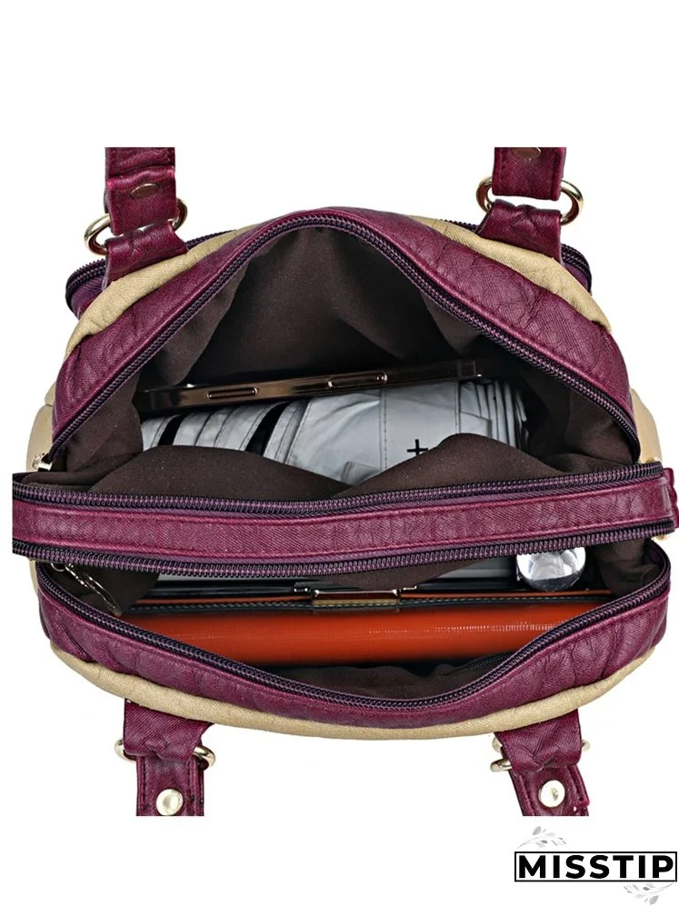 Colorblock Rhinestone Decor Shoulder Bag