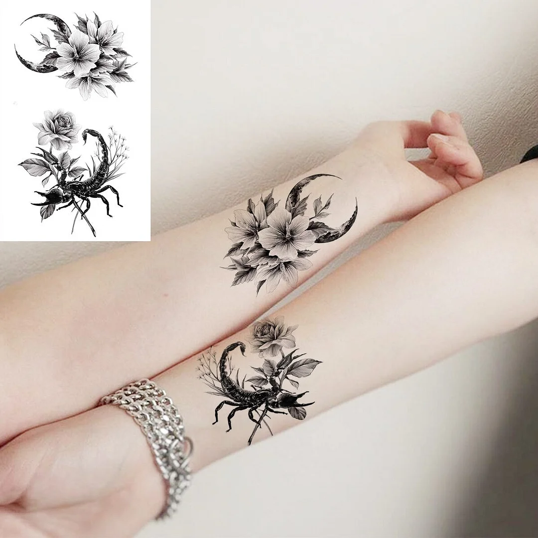 Realistic Tiger Wrist Temporary Tattoos For Women Adult Scorpion Butterfly Bird Fake Tattoo Sticker Fashion Water Transfer Tatoo