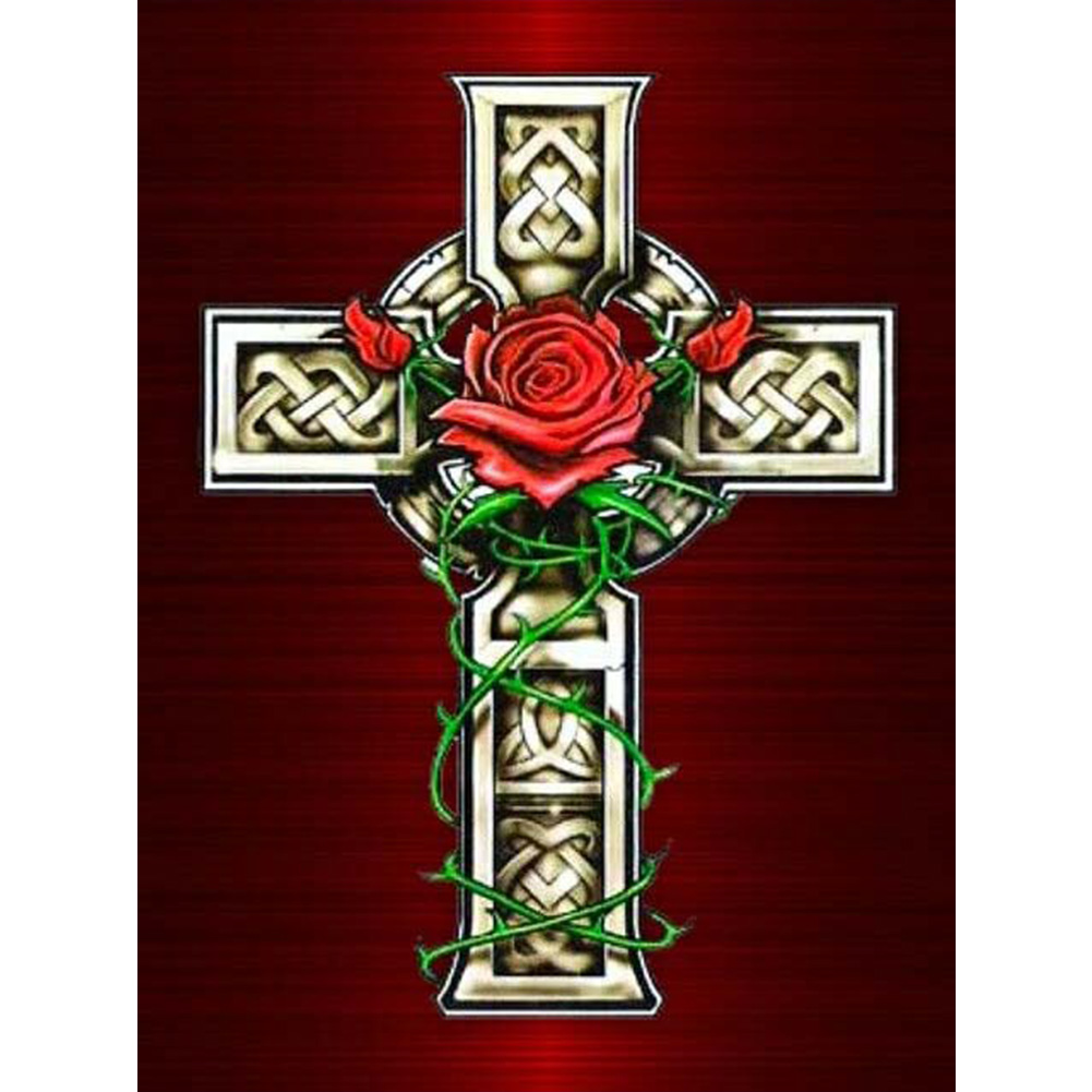 

Cross Red Flower - Round Drill Diamond Painting - 30*40CM, 501 Original