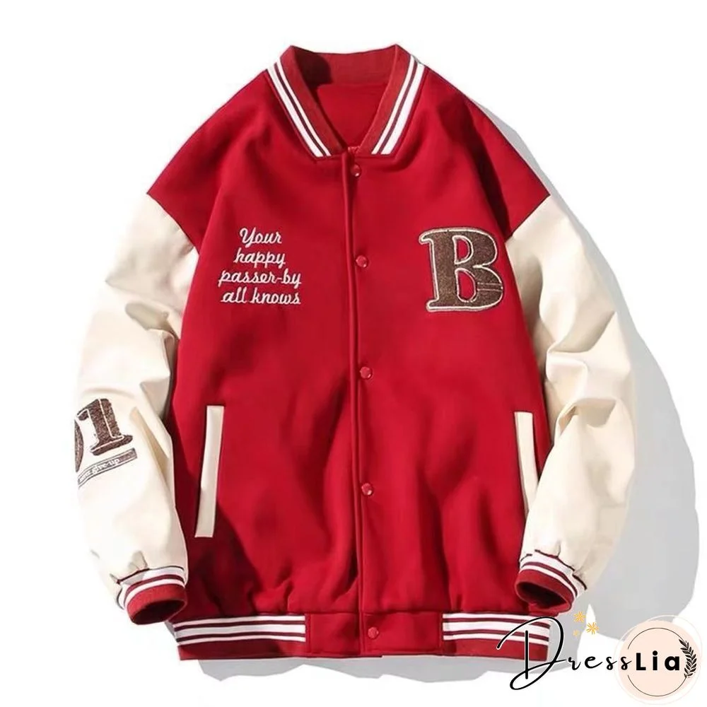 Letter Print Baseball Jacket