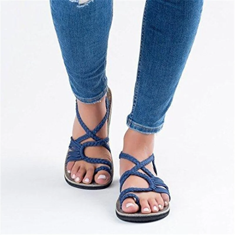 Women Sandals Rope Bohemia Beach Flip Flops Casual Flats Ladies Outdoor Open Toe Flat Sandals Summer 2020 Women's Fashion Shoes