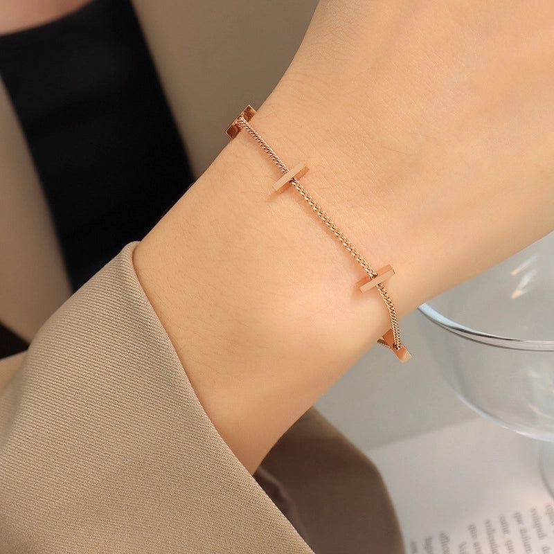 Minimalist Square 304 Stainless Steel 18K Gold Plated Bracelets In Bulk