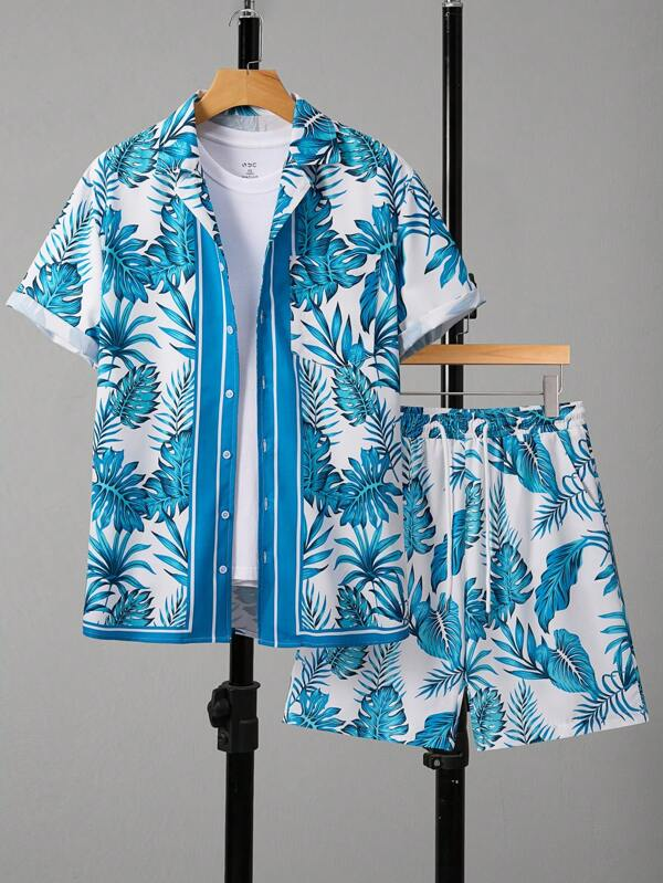 Men Random Baroque Print Shirt & Shorts