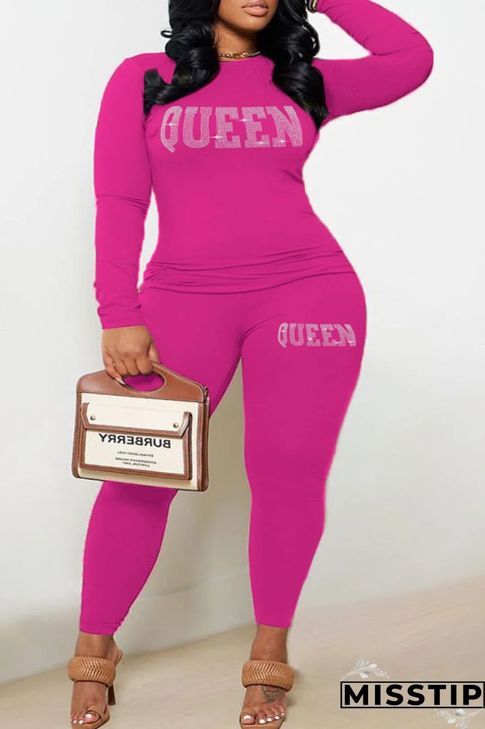 Blue Casual Print Patchwork O Neck Plus Size Two Pieces