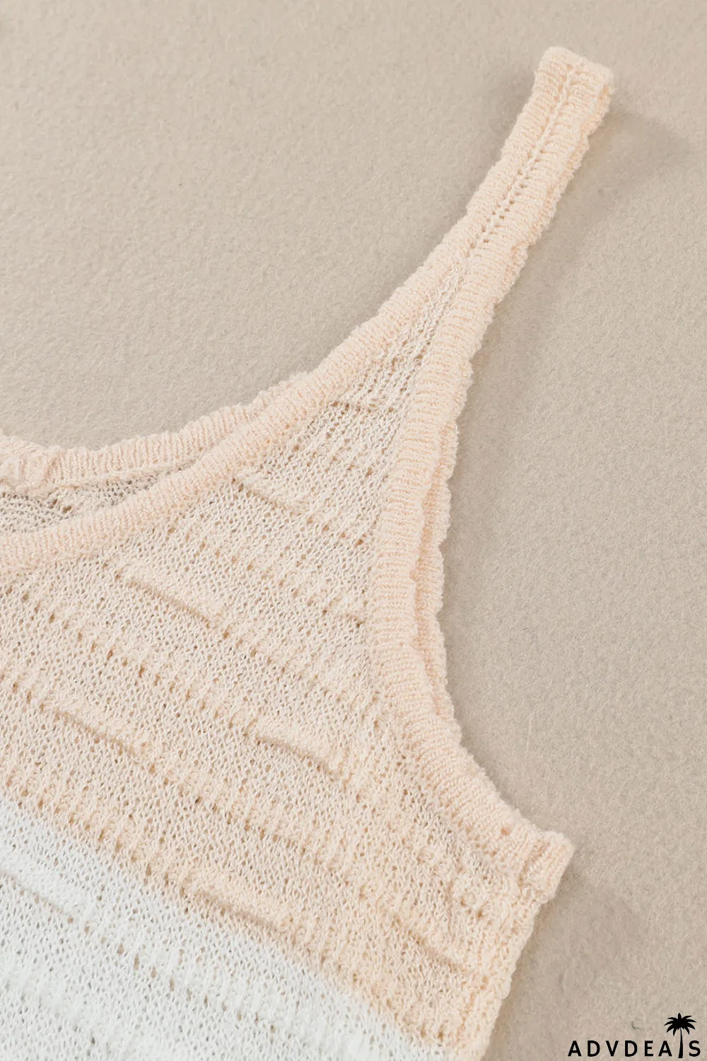 Khaki Striped Knit Color Block Tank Top