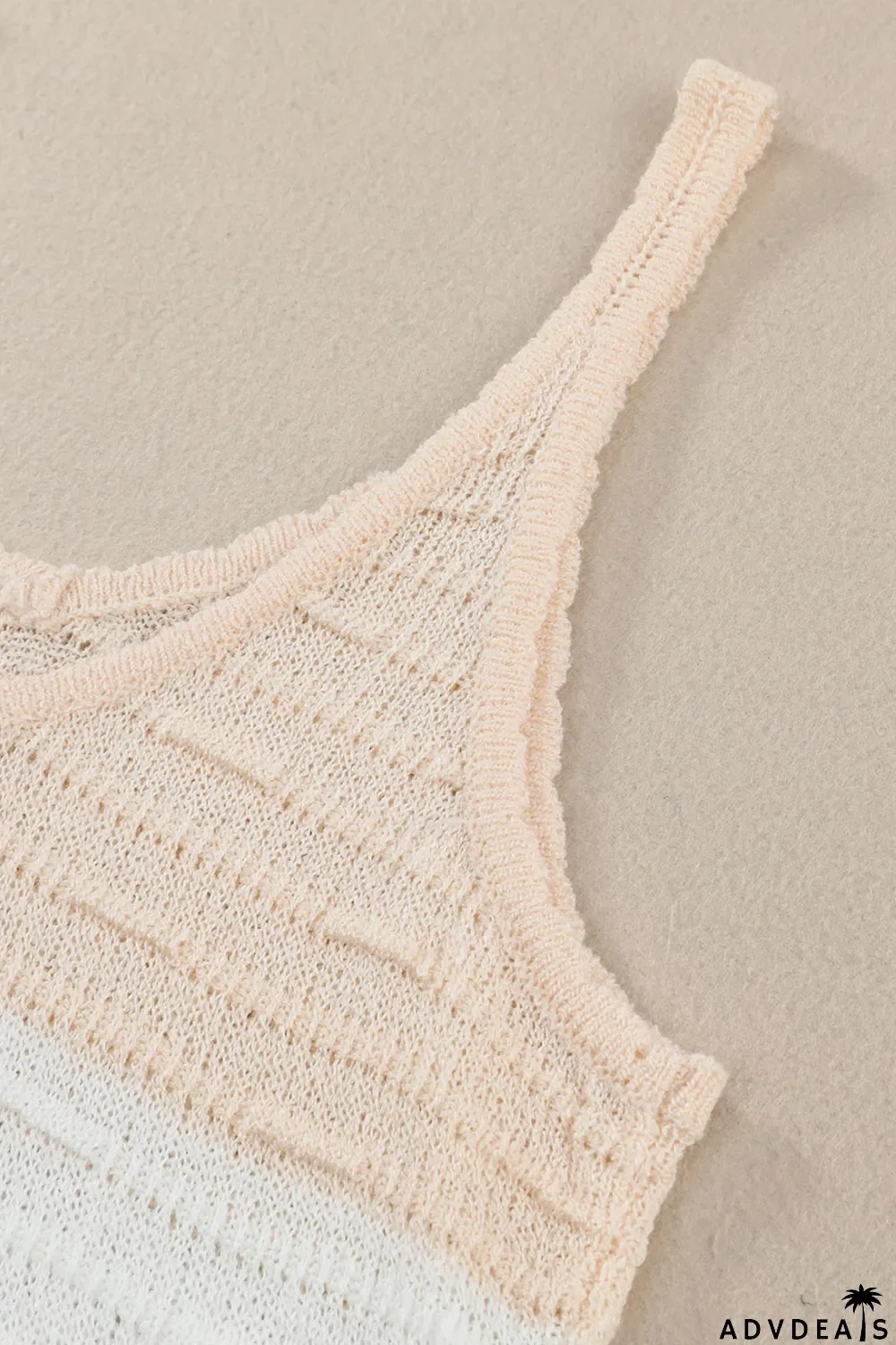 Khaki Striped Knit Color Block Tank Top