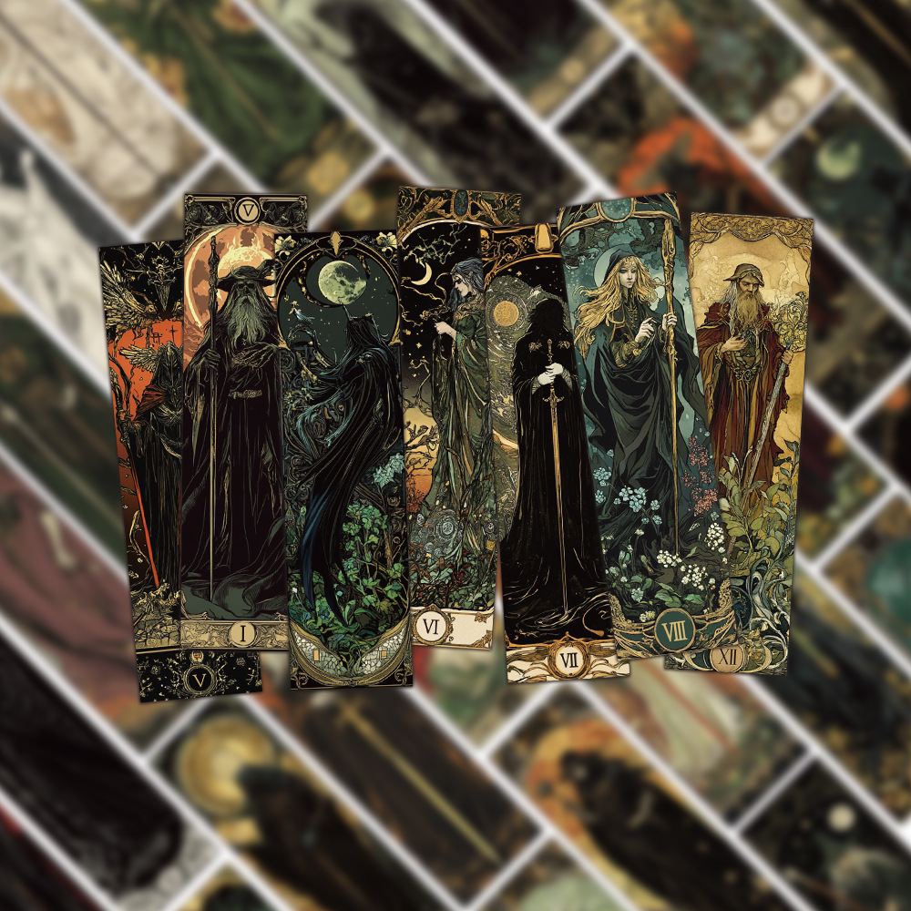 Tegooe 30 Pcs Dark Academia Aesthetic Paper Bookmarks Set - Vintage Gothic Wizard Magic Art Page Markers for Readers