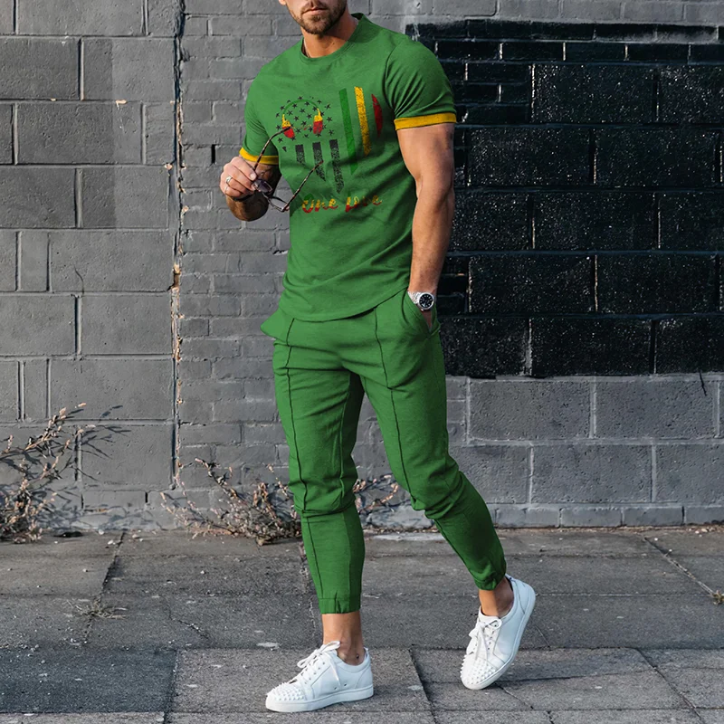ONE LOVE Heart Graphic T-Shirt And Pants Two Piece Set