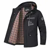 Men's Casual Outdoor Windproof Hooded Jacket - Multi-Pocket Zip-Up Cargo Coat with Plaid Accent by Inlyline