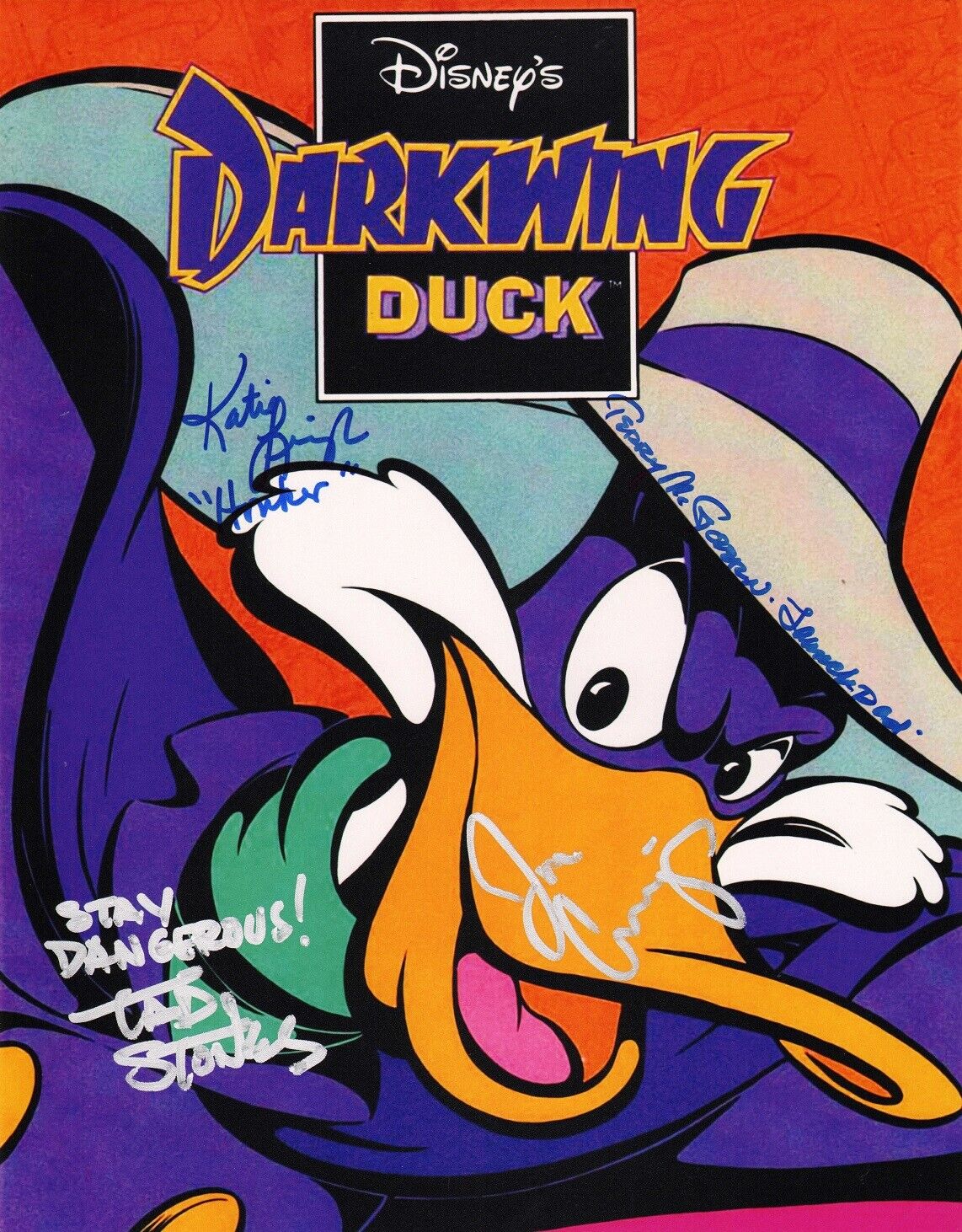 JIM CUMMINGS & TAD STONES+2 Auth.Hand-Signed DARKWING DUCK