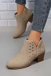 Women's Elegant Cut Out Suede Pointed Toe Heeled Ankle Boots