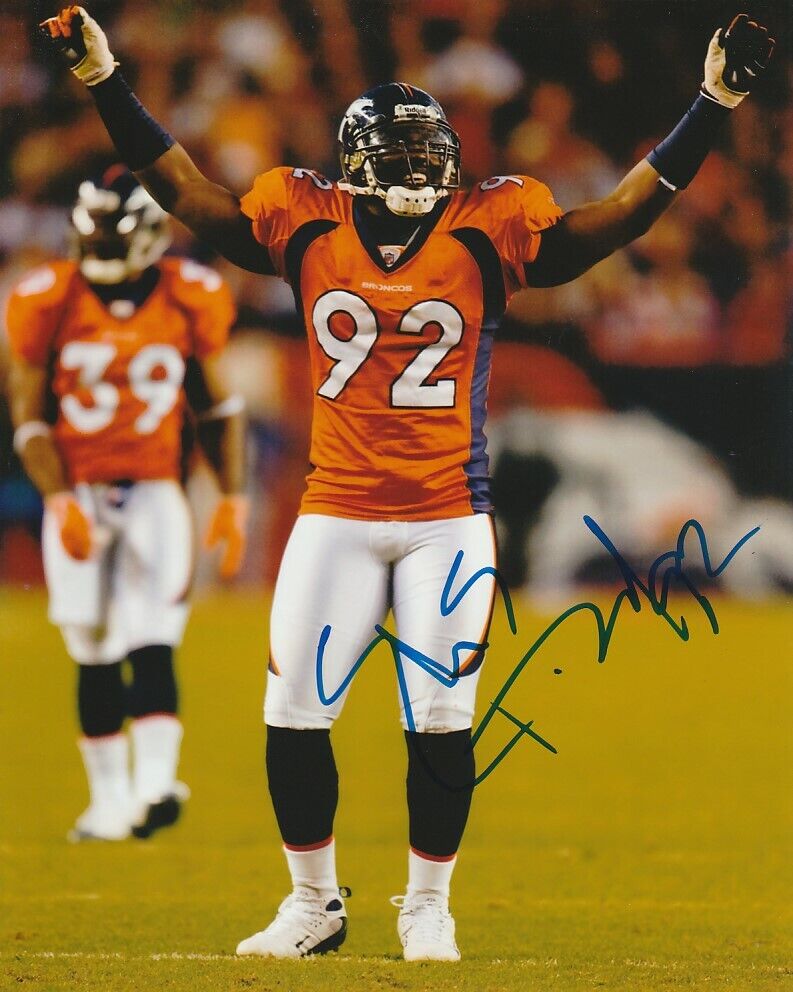 ELVIS DUMERVIL SIGNED DENVER BRONCOS NFL FOOTBALL 8x10 Photo Poster painting #1 EXACT PROOF