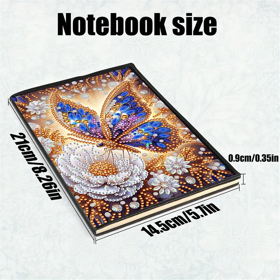 DIY Flower Diamond Painting Journals Notebooks 50 Pages A5 No Lines Special Shaped Diamond Art Kits for Beginners Craft Lovers and Artists (Butterflies Flowers)