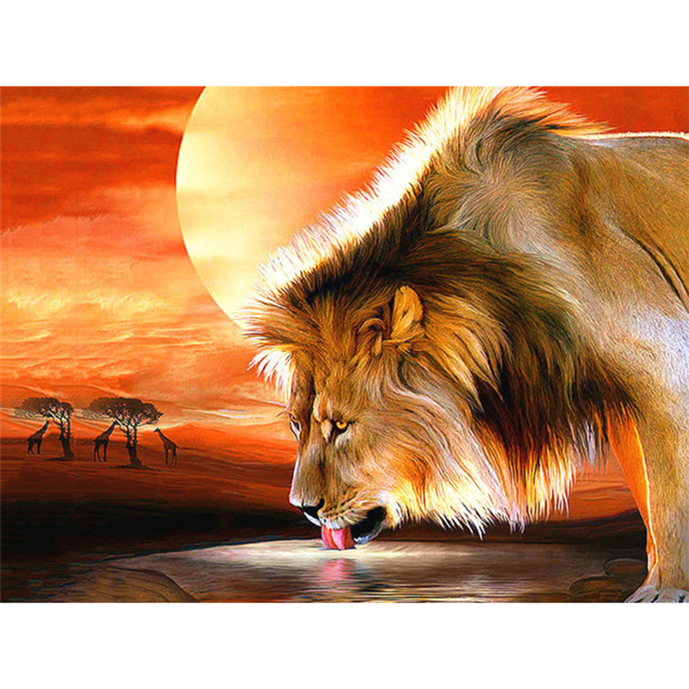 

40*30CM - Round Drill Diamond Painting - Lion, 501 Original