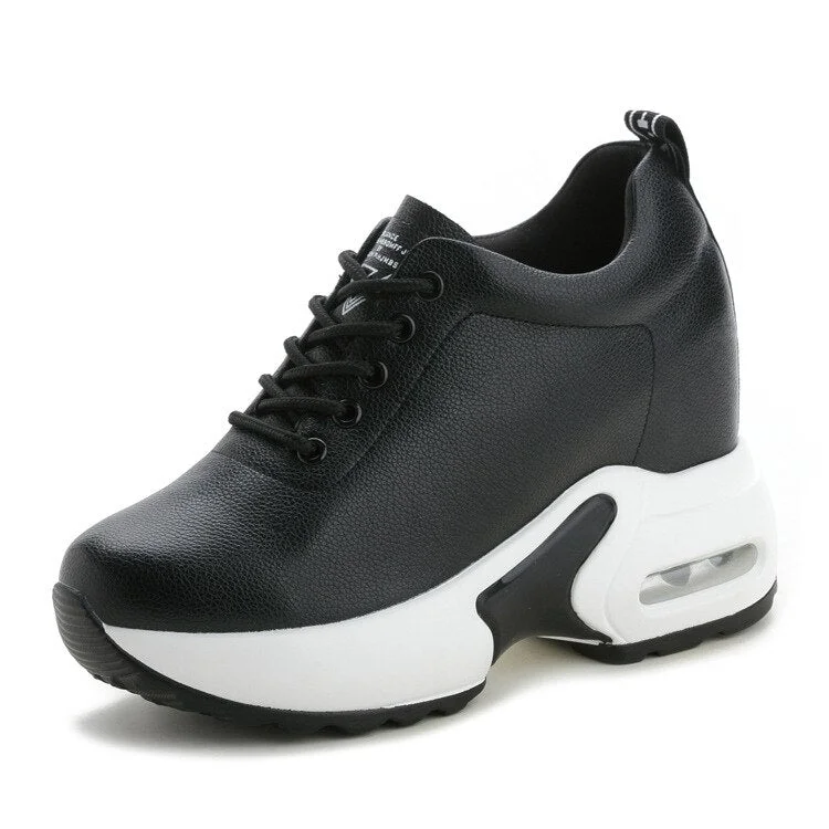 Fujin Wedge Heel Platform Dad Shoes Chunky Sneakers Air Mesh Breathable Women Sneakers Pumps Summer Shoes Soft Leather Shoes