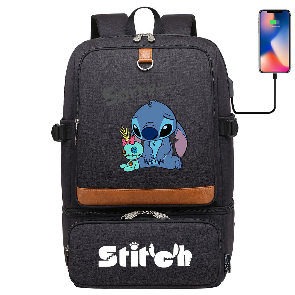 Get Your Child's Back-to-School Ready with our Lilo & Stitch Multi-pocket Backpack with USB Charging Connection and Laptop Sleeve-Mayoulove