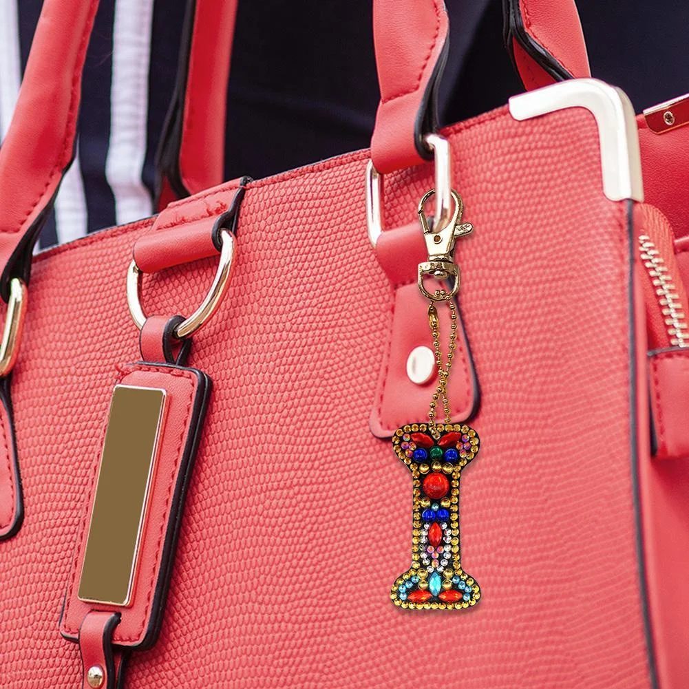 DIY Key Chain Diamond Painting Letters Women Girl Bag Keyring Pendant Gift