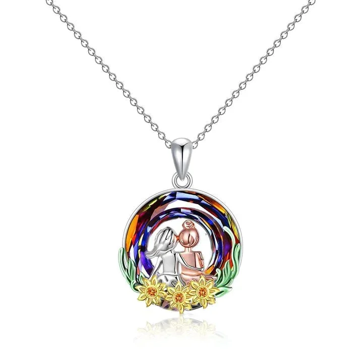 For Friend-When Fate Brought Us Together We Became Sisters at Heart Crystal Necklace