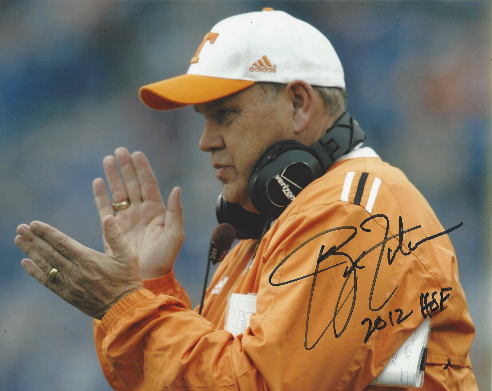 COACH PHILLIP FULMER SIGNED TENNESSEE VOLUNTEERS 8x10 Photo Poster painting COA NATIONAL CHAMPS