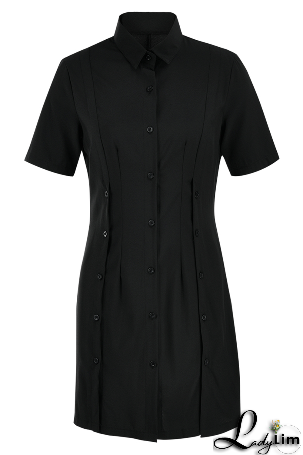 White Casual Solid Split Joint Turndown Collar Shirt Dress Dresses