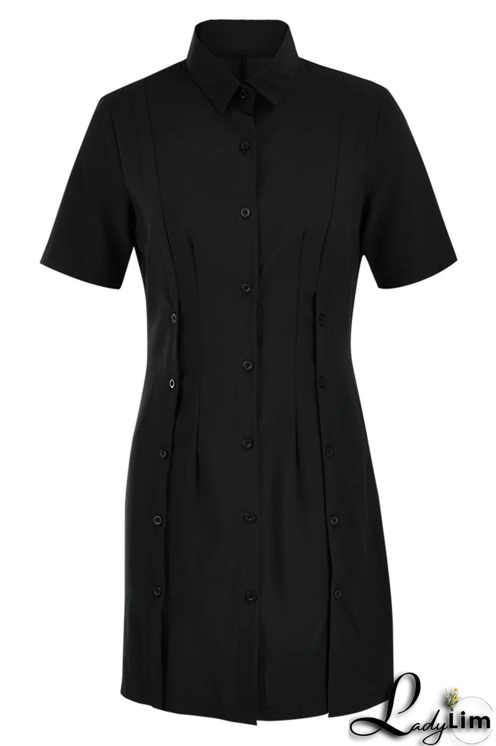 White Casual Solid Split Joint Turndown Collar Shirt Dress Dresses