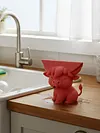 3D Printed Highland Cow Sponge Holder with Drainage Kitchen Sink Organizer Funny Sponge Stand for Kitchen Sink and Home Decor