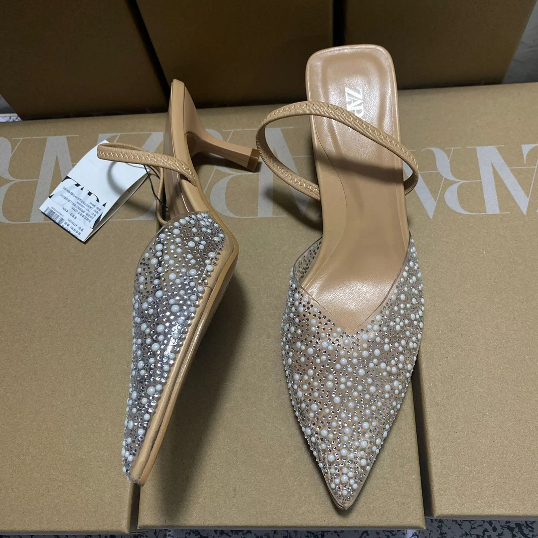 Breakj Breakj Home 2025 New Spring New Transparent Pearl Water Drill Hot Shoes Fairy Wind Tip Fine Half Bag Head